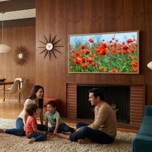Impressionistisch schilderij met een veld vol rode klaprozen voor 4K smart-tv's.