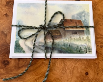 Biglietti d'auguri con paesaggi acquerellati, formato 5x7 pollici, set da 6 biglietti, 2 design diversi, con buste, terzo set.