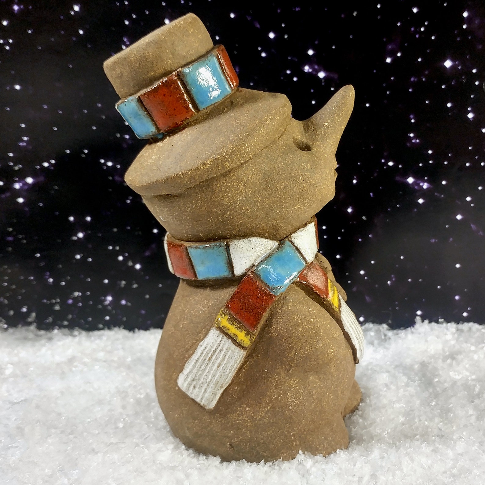Handmade Ceramic Snowman Figurine with Scarf sculpted in Etsy