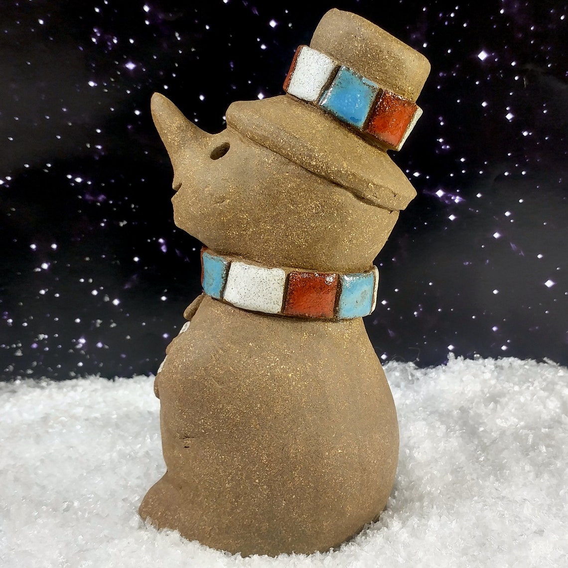 Handmade Ceramic Snowman Figurine with Scarf sculpted in Etsy