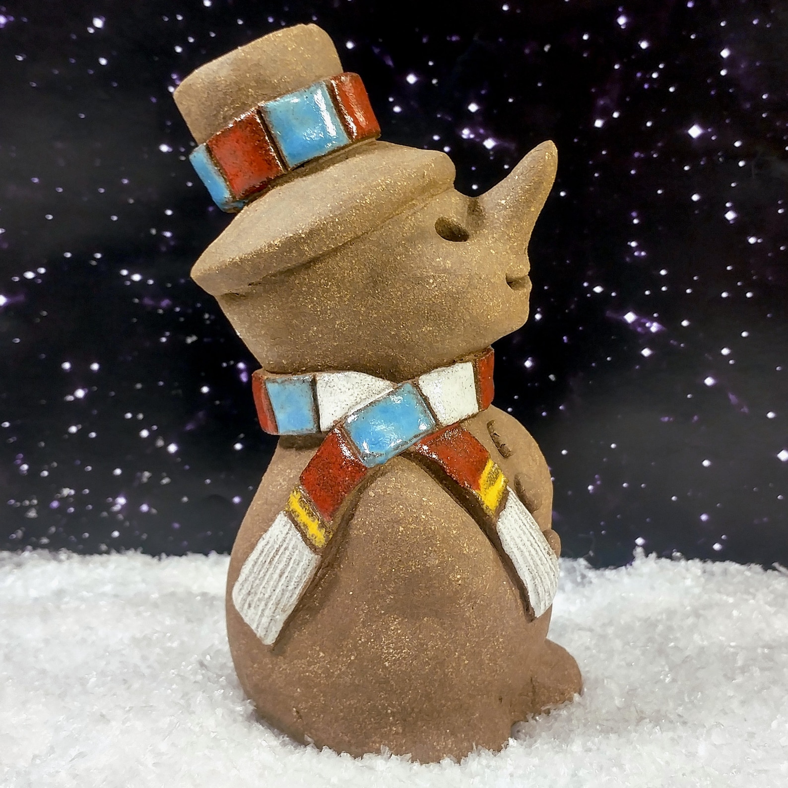 Handmade Ceramic Snowman Figurine with Scarf sculpted in Etsy
