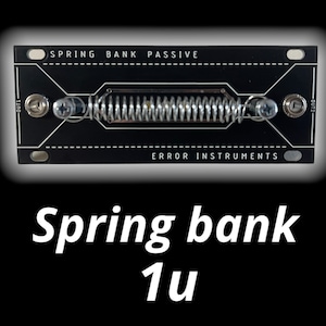 May include: A black spring reverb unit with the text "SPRING BANK PASSIVE" and "ERROR INSTRUMENTS" printed on it. The unit has two jacks labeled "IN" and "OUT".