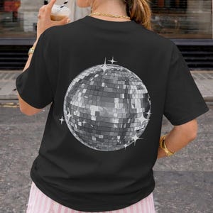 Discokugel-Shirt, Retro-Party-Shirt, Mädchenmode, Konzert-Outfit, Geschenk für Musikliebhaber, Discokugel-T-Shirt für Damen, Festival-Top