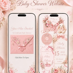 Baby Shower Website: Baby Shower Invitation Template, Baby in Bloom Online RSVP Invite for Canva