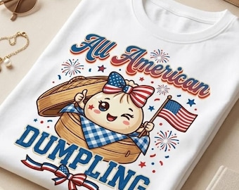 Dumpling americano PNG, gráfico de comida patriótica, diseño divertido para sublimación del 4 de julio