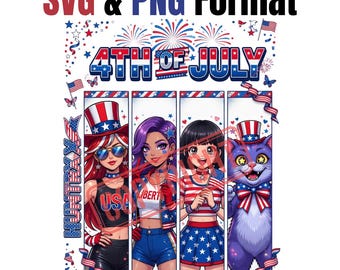 4th of July Kpop Idol PNG | Patriotic Anime Clipart (Digital Download)