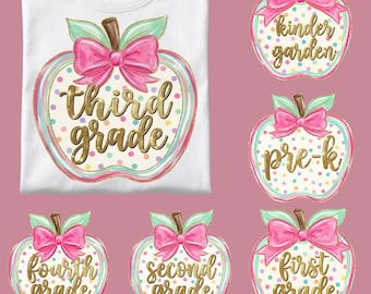Back to School Apple PNG SVG Bundle, Teacher Shirt Design (Digital Download)