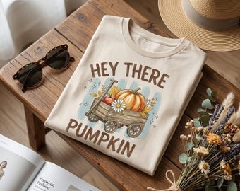 Hey There Pumpkin Fall PNG, Autumn Wagon SVG Shirt Design (Digital Download)