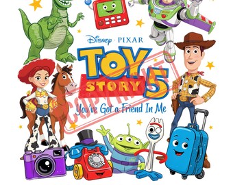 Toy Story 5 Characters Birthday Sublimation Design (PNG SVG)