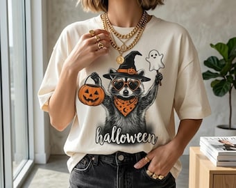 Halloween Raccoon PNG, Witch Hat Raccoon SVG Sublimation, Spooky Autumn Design (Digital Download)