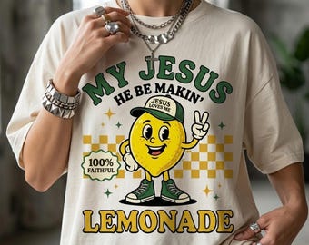 Retro Christian Mascot PNG, My Jesus Lemonade SVG Sublimation, Faith Graphic Tee (Digital Download)