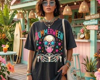 Esqueleto de Summerween PNG, gráfico de calavera colorida SVG (descarga digital)