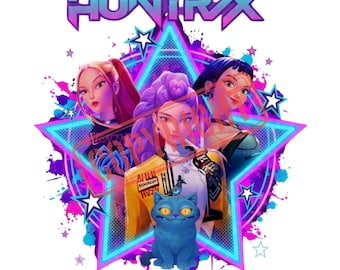 Huntrix Fan Art PNG, Saja Girls SVG, Kpop Anime Art, Neon Clipart (Digital Download)