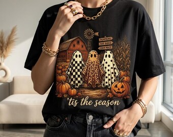 Ghost Trio PNG, Pumpkin Patch Halloween Design, Farmhouse Fall Shirt SVG (Digital Download)