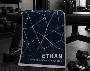 Personalized Gym Towel,Custom Workout Sweat Towel,Geometric Motivational Fitness Towel,Turkish Cotton Gym Towel Gift,Gym Lover Birthday Gift