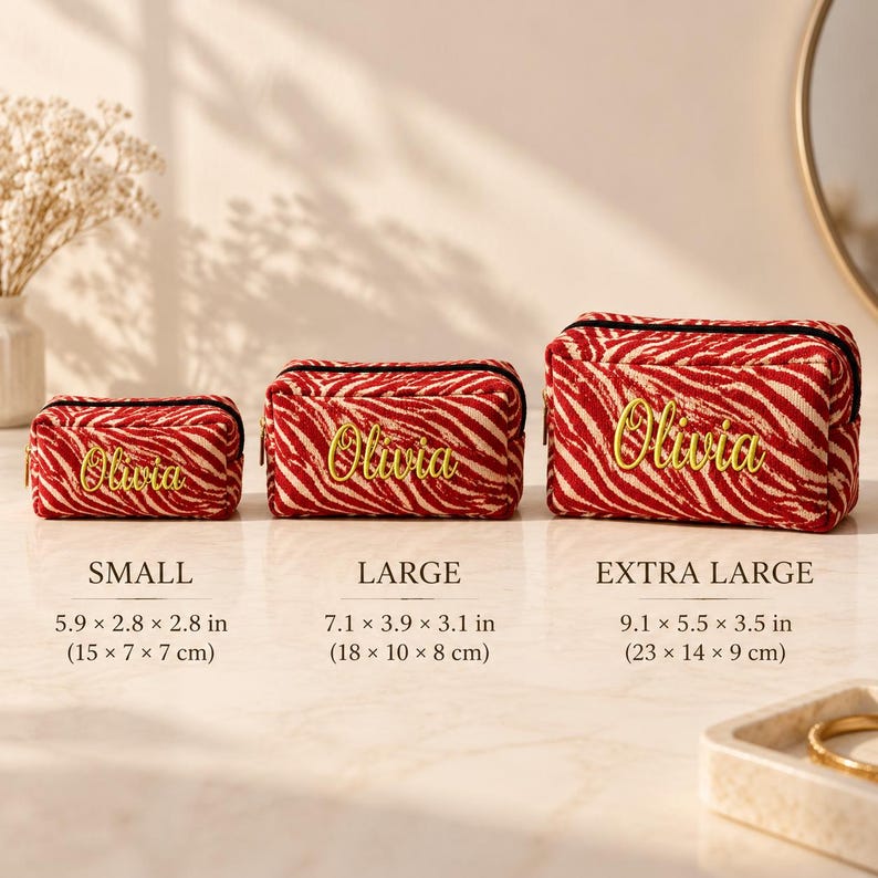 Small Rectangular Makeup Personalized Embroidered Makeup Bag, Gift for Wife, Girlfriend Gift ...