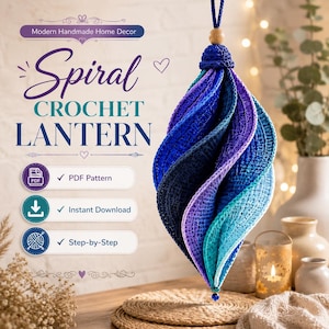 Crochet Wind Spinner PDF| 3D Twisted Hanging Garden Decor | Aurora Petal Helix| 8 Panel Ornament Instant download