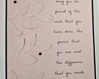 Handmade Retirement Card. For Him. For Her. Unisex. Boss. Coworker.  Congratulations.