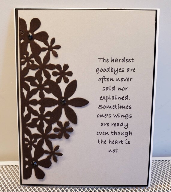 Hand Made Die Cut Sympathy Card. Grief. Mourning a Loss. Etsy