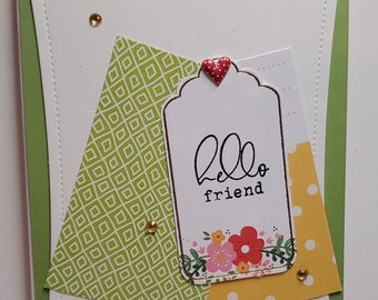 Handmade  Friendship Card. For Him.  For Her. Unisex.  Just Because. Whimsical. Thinking of You.  Hello.  Summer.