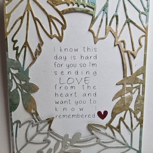 Handmade Sympathy Card. Bereavement Grief.  Thinking of You Encouragement Mourning. Anniversary of Death.  Memorial Anniversary. Condolences