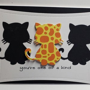 Handmade Friendship Card for Cat Lover. Unisex Card. Just Because. Thinking of You. Blank Card.