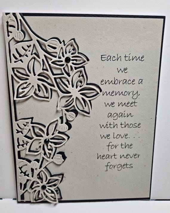Hand Made Die Cut Sympathy Card.  Grief. Mourning a Loss. Bereavement. Thinking of You. Encouragement