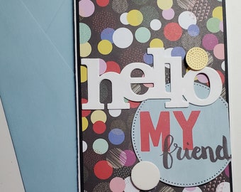 Handmade Friendship Card. Thinking of You. Just Because. Mini Slimline Blank Card. Thank You. For Her. For Him.  Hello.