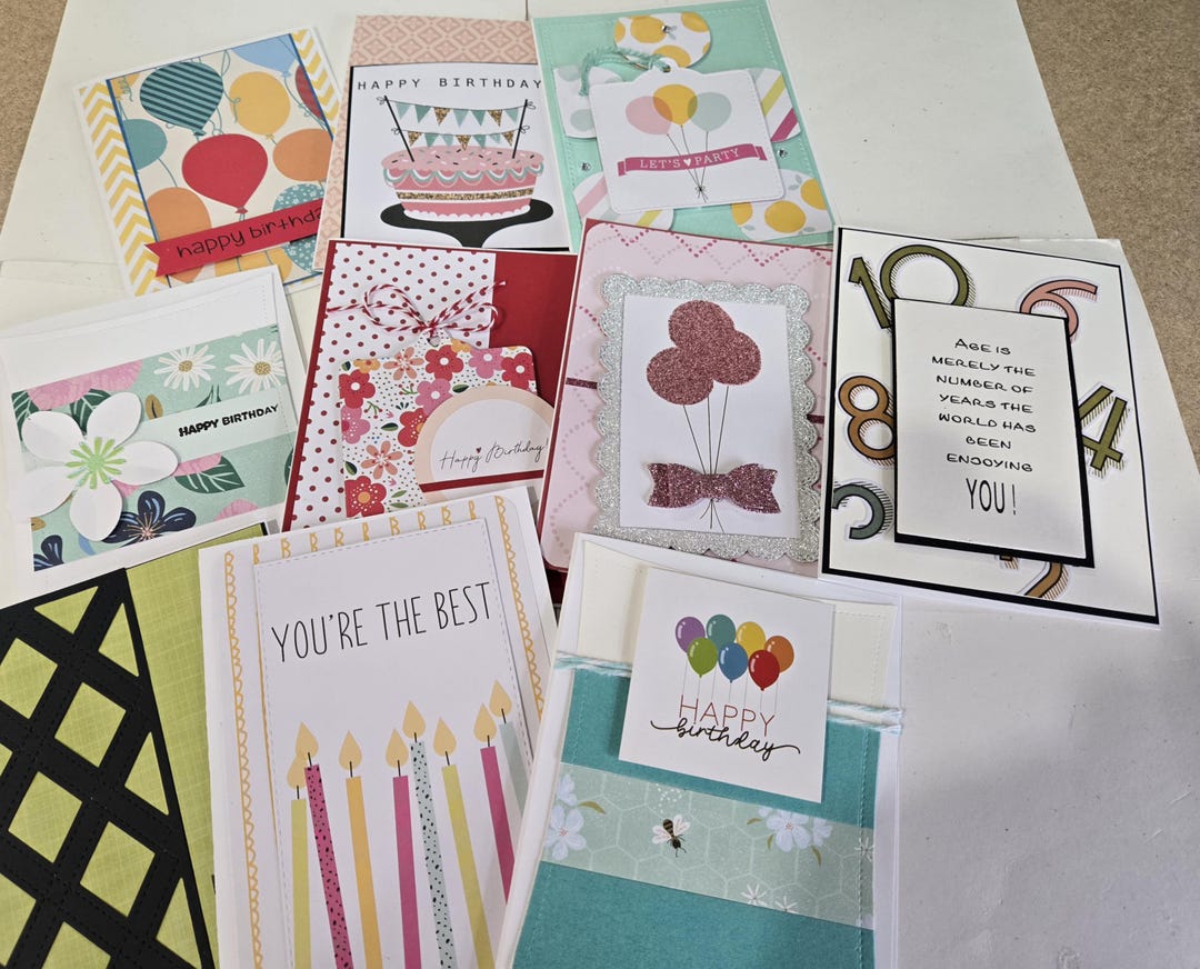 Set of 10 Handmade Birthday Cards. Birthday Card. Unisex for Her. for ...