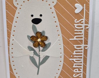Carte d'amitié ours en peluche - envoi de câlins, carte faite main.  Juste parce que.  Je pense à vous.  Encouragements.  Inspirant. Unisexe