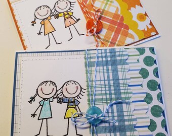 Sewn  Handmade Friendship Card. For Her. Thinking of You. Just Because. Blank Card. Sister. Girlfriend