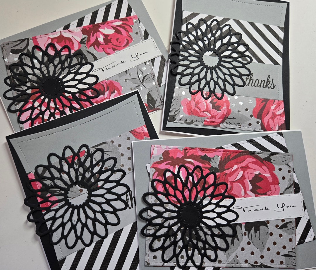 Set of 4 Handmade Thank You Cards. Gratitude. Thankful. Unisex. Thank ...