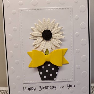 Birthday card. Handmade Card. Card for Her.  Card for Mother.  Card for Grandmother. Card with Flowers. Polka Dots.
