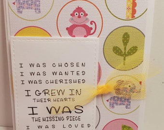 Handmade Adoption Card. Baby card. New Parents. Congratulations. Baby Girl. Baby Boy. Gender Neutral.  Unisex.