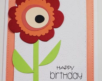 Birthday Card. Handmade Card.     For Her.  Feminine.  Floral.