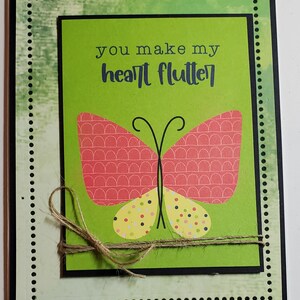 Handmade Love Card. Boyfriend. Girlfriend. Husband. Wife. For Her. For Him. Just Because.Whimsical. Unisex. Love. Butterfly image 2