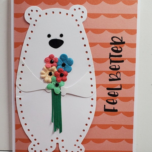 Handmade Get Well Card. Teddy Bear. Feel Better. Sickness. Encouragement.  Inspiration.