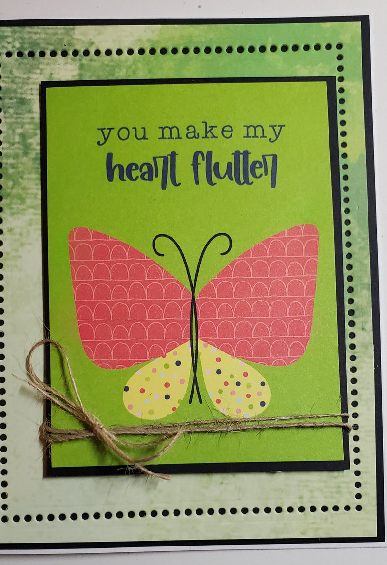 Handmade Love Card. Boyfriend. Girlfriend. Husband. Wife. For Her. For Him. Just Because.Whimsical. Unisex. Love. Butterfly image 3