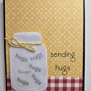 Handmade Friendship Card: Sewn Mason Jar of Hugs