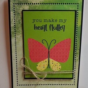 Handmade Love Card. Boyfriend. Girlfriend. Husband. Wife. For Her. For Him. Just Because.Whimsical. Unisex. Love. Butterfly image 1