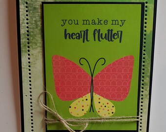 Handmade Love Card. Boyfriend. Girlfriend. Husband. Wife. For Her. For Him. Just Because.Whimsical. Unisex. Love. Butterfly