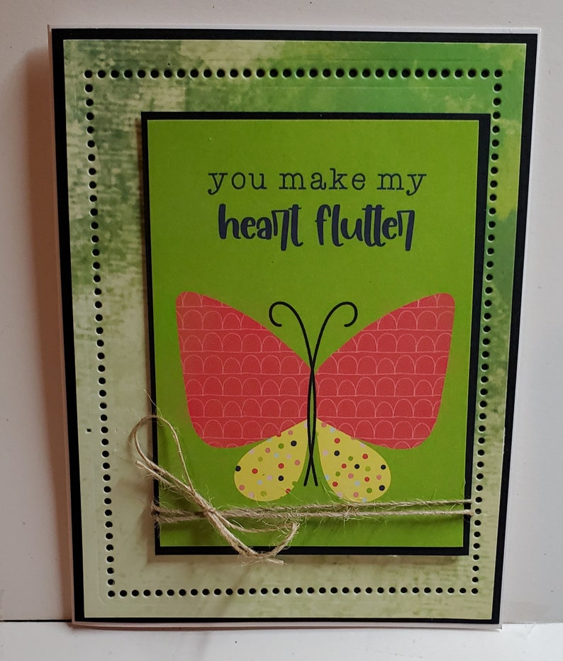 Handmade Love Card. Boyfriend. Girlfriend. Husband. Wife. For Her. For Him. Just Because.Whimsical. Unisex. Love. Butterfly image 1
