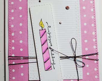 Birthday Card. Handmade Card.     For Her.  Feminine. Whimsical.