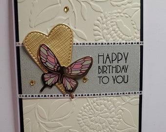 Birthday Card. Handmade Card.     For Her.  Feminine.  Butterfly.