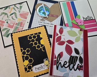 Handmade Friendship Cards - Set of 5 General cards. Unisex. Assortment.  Variety. Bulk