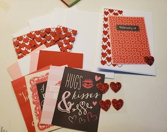 Valentines Day Card Kit. Handmade.  Children. Do it Yourself.