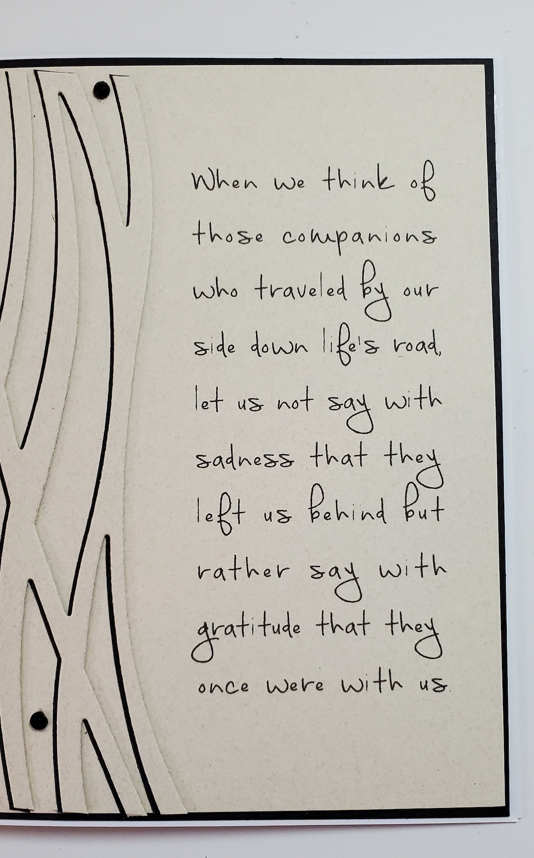 Hand Made Die Cut Sympathy Card. Grief. Mourning a Loss. Bereavement