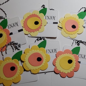 Set of 6 Handmade Gift Tags. Friendship. Thinking of You. Just Because. Gift Bags. Encouragement. Treat Bags. Flowers. image 1