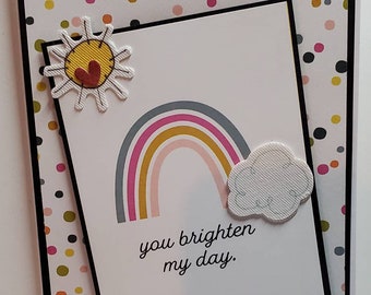 Handmade  Friendship Card. For Him.  For Her. Unisex.  Just Because. Whimsical. Thinking of You.  Hello. Summer. Rainbows