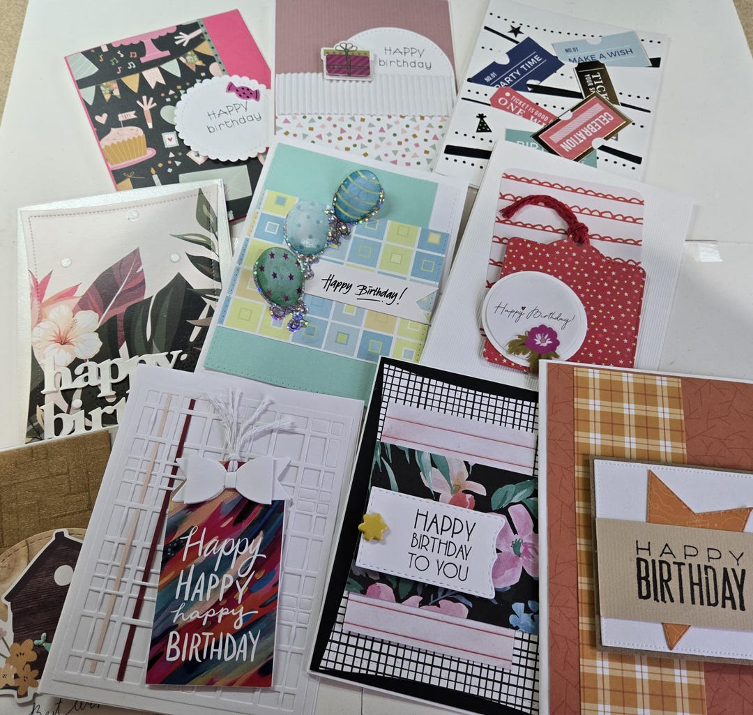 Set of 10 Handmade Birthday Cards. Birthday Card. Unisex for Her. for ...